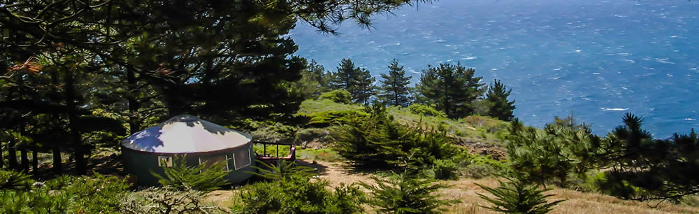 A yurt nestled on the California North Coast on a cliff